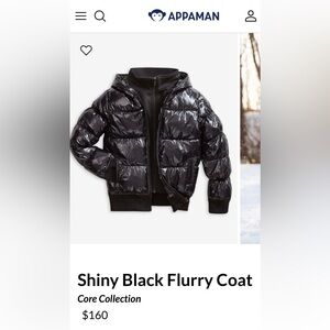 Appaman Shiny Black Hooded, Double Insulated Jacket